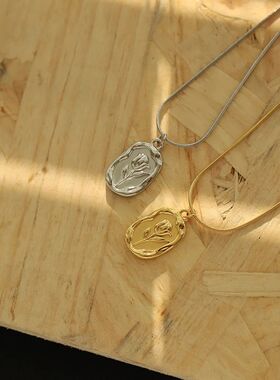 Sainless Seel Fashion Meal Tulip Rose Pendan Necklace Exquis