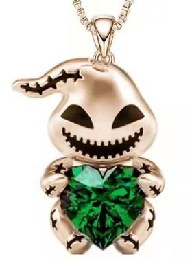 Cute Cartoon Ghost CZ Crystal Evil Pendant Necklaces For Kor
