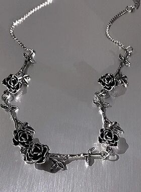 Hiphop Punk Camellia Pendan Necklace Women's Gohic Meal Popu