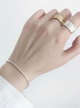 Minimalist Irregular Crinkle Open Ring for Women Adjustable