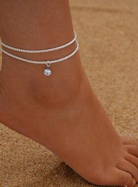 Sexy Shiny Sparkling Silver Color Ankle for Women Simple Ele