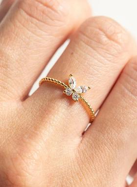 2023 rend Women Rings Crystal Butterfly Finger-Ring Charm Si
