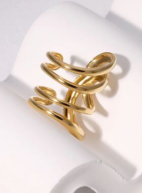 Sainless Seel Fashion Waerproof Open Ring Vinage Geomeric Ir