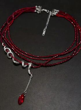 Gohic Snake Shape Necklace for Men Women Punk Double Layered