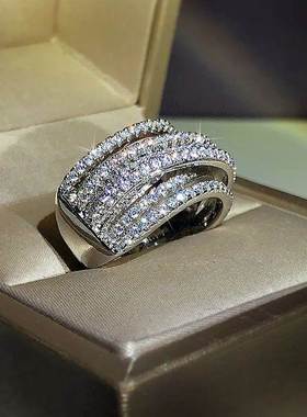 2023 New product hot exaggerated micro-inlaid zircon ring fo