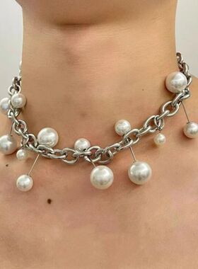 Exquisi Imiaion Pearls Tassel Chains Necklaces for Men Women
