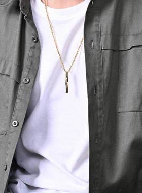 2023 New Fashion Men's Necklace Rectangle Pendant Necklace F