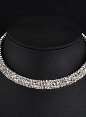 Rhinestone Choker Necklaces Torques Collar Women Statement J