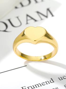 Vintage Heart Rings For Women Gold Plated Stainless Steel Fi