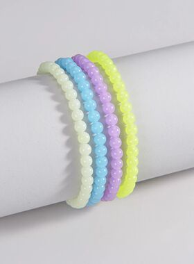 4 Pcs/se Luminous Beads Ankles for Women Colorful Elasic Bea