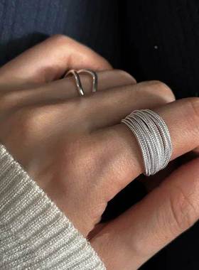 Silver Plated Unique Lines Ring For Women Jewelry Finger Adj