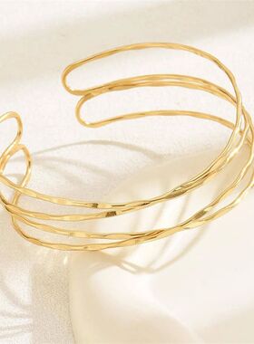 Korean Mulilayer Gold Color Cuff Bracele For Women Punk Syle