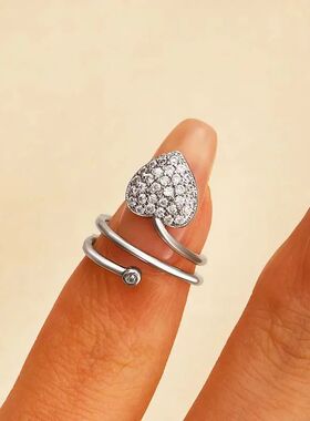 Luxury Shiny Zircon Heart Finger Nail Ring for Women Punk Me