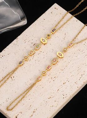 Sainless Seel Colorful Rhinesone Tassel Braceles for Women L
