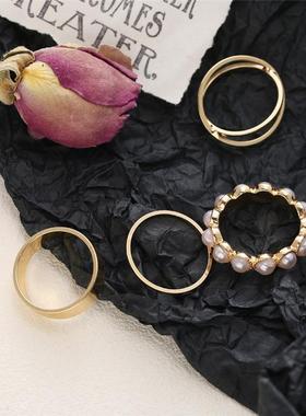 Punk Metal Geometry Circular Punk Rings Set Opening Index Fi