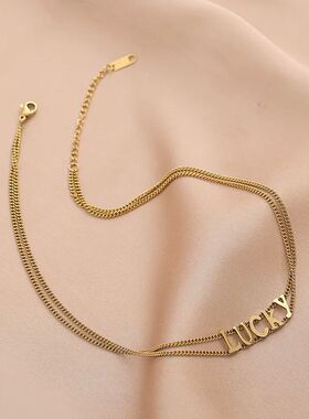 Niche Design Titanium Steel Necklace Women's Double Layer Lu