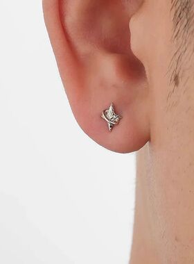 Four Pointed Star Earrings for Men Trendy Personalized Creat