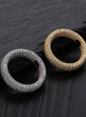 Hip Hop CZ Stone Paved Bing Iced Out Round Finger Rings for