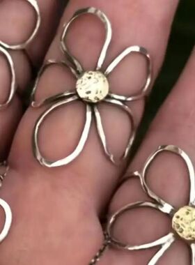 Vinage Meal Large Flower Rings for Women Men Bohemian Silver