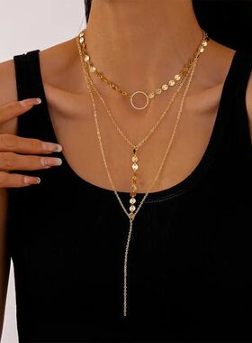 Sexy Long Tassel Sequin Y-Shaped Necklaces for Women Ladies