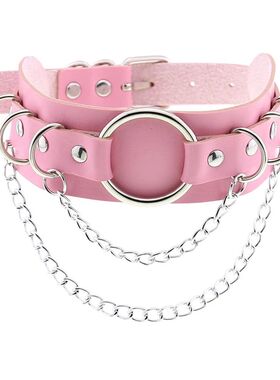 Halloween Punk Gohic Exaggeraed O-Chain Pu Leaher Collar, Fa