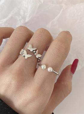 Vintage Silver Color Butterfly Rings For Women Men Geometric