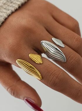 Sainless Seel Shell Open Ring for Women Luxury Exquisie Geom