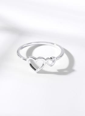 Romantic Hollow Out Two Heart Rings For Women Girls Opening