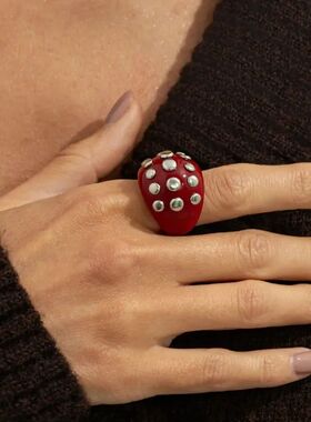 Vintage Punk Style Chunky Resin Wide Ring for Women Exaggera