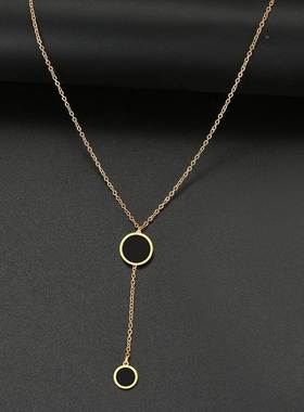 Stainless Steel Necklaces Round Minimalist Light Luxury Pend