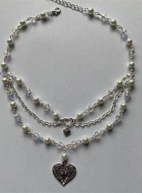 Pearls Butterfly Heart Fairycore Choker Necklace Y2K Pixie F
