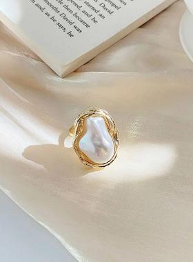 2024 New Design Starfish Pearl Ring Shape Gold Color Adjusta