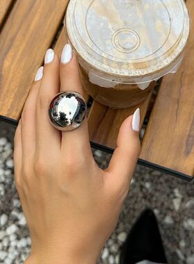 Exaggeraed Big Geomeric Oval Rings for Women Men Creaive Adj