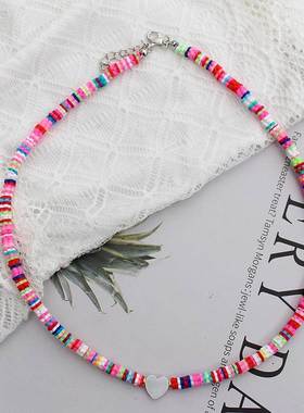 Natural Shell Beads Necklace Korean Fashion Heart Boho Polym