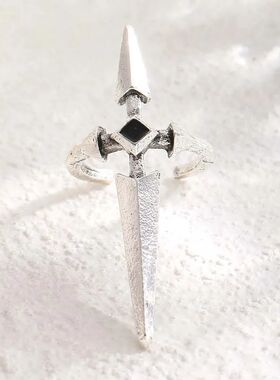 Punk Silver Color Cross Open Nail Sheath Ring for Women Swee