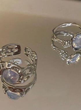 Luxury Zircon Heart Rings Women Opening Crystal Adjustable R