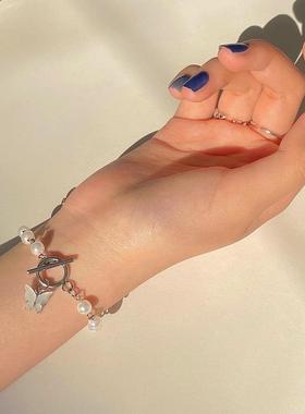 Fashion Silver Color Chain Bracelet Cute Acrylic Butterfly P