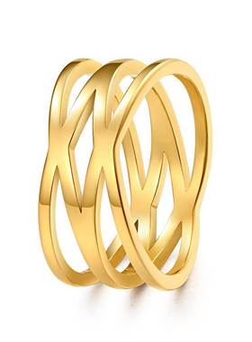 Stainless Steel Double Cross Rings Classic Bohemian Retro St