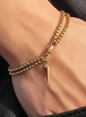 Punk Sainless Seel Rive Pendan Braceles for Men Boys Hiphop