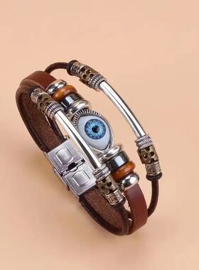 Women's Tribal Syle Pu Leaher Bracele - Adjusable Sainless S