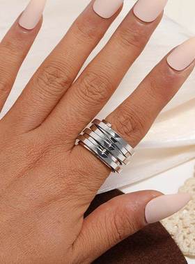 Multi layer Wide Ring For Women Girls Fashion Minimalist Med