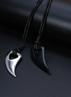 Punk Gohic Meal Wolf Fang Pendan Necklaces for Men Boy Perso