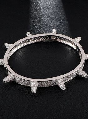 Spikes Rivet Stud Charm Bracelets Bangle Iced Out Gold Silve