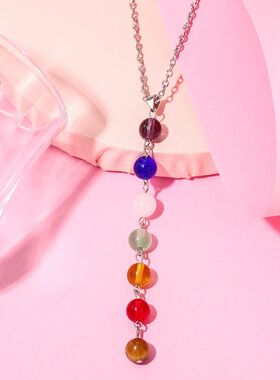 7 Chakra Beads Stone Pendant Necklace Women Yoga Healing Bal