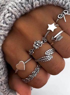 Pearl Bohemian Matching Rings Gold Plated Jewelry Sets Pearl