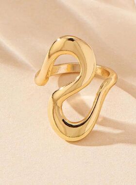 Gold Color Sainless Seel Curved Rings for Women Vinage Irreg
