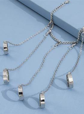 Punk Geometric Silver Color Chain Wrist Bracelet For Women M