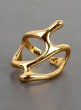 Silver Color rendy Vintage Elegant Irregular Adjustable Ring