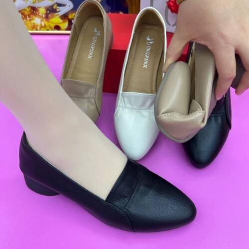 粗跟单鞋女2026春秋新款软底不累脚女士皮鞋浅口低跟一脚蹬夏季鞋 - 图0