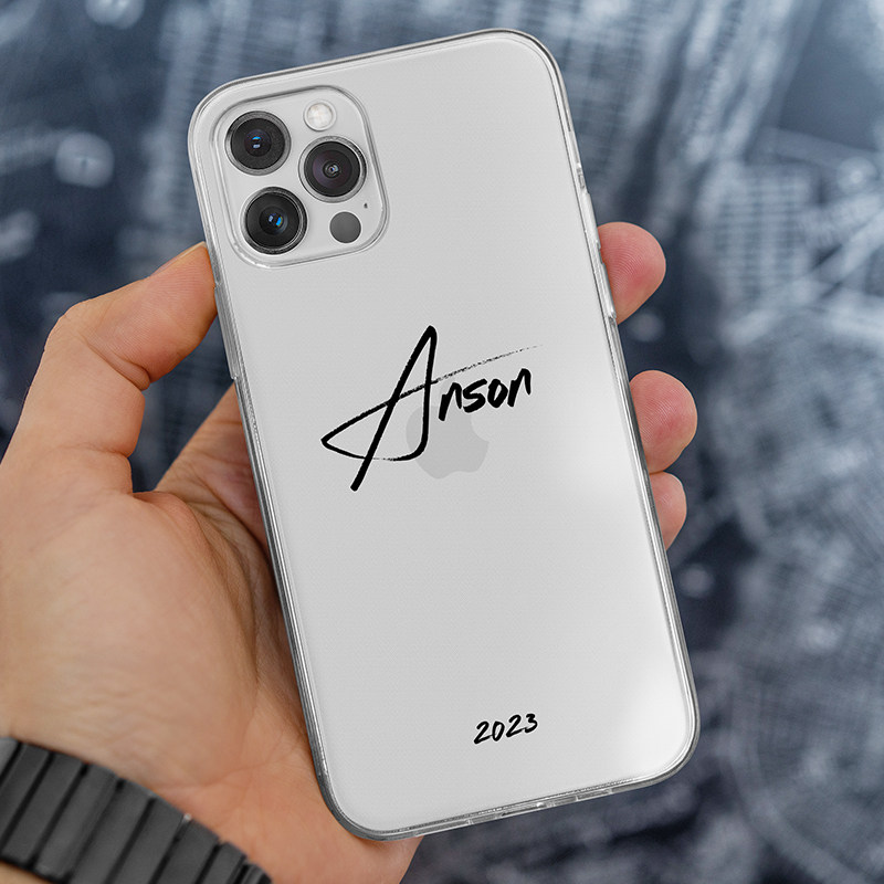 适用于iPhone14promax手机壳定制情侣签名文字透明软壳个性苹果13pro情侣手机套定做7/8plus/11/xr/xs
